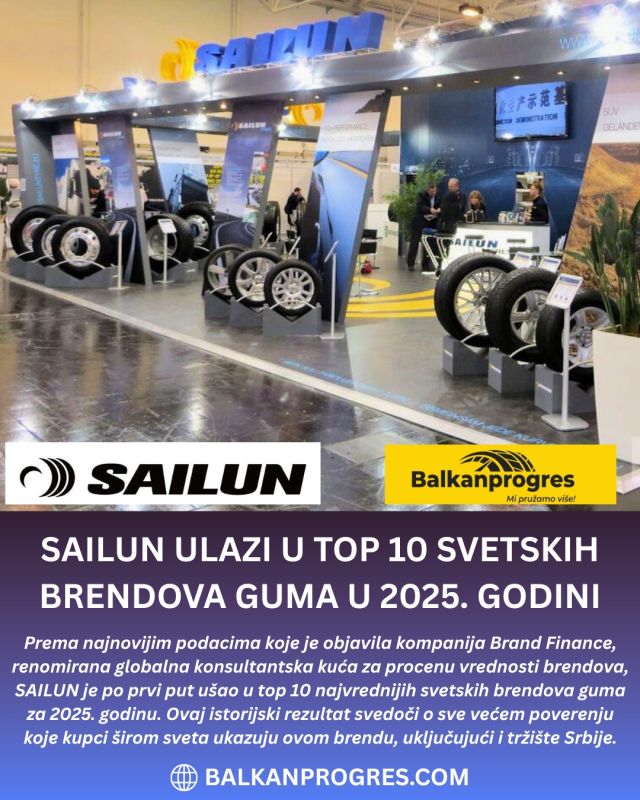 SAILUN ulazi u top 10 svetskih brendova guma u 2025. godini — Kvalitet koji prepoznaje ceo svet
